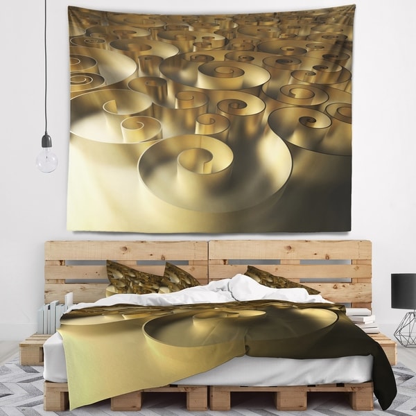 Designart 'Golden Curly Abstract 3D Design' Abstract Wall Tapestry