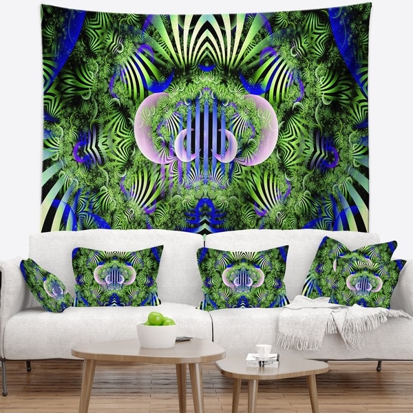 Designart 'Green Magical Fairy Pattern' Floral Wall Tapestry
