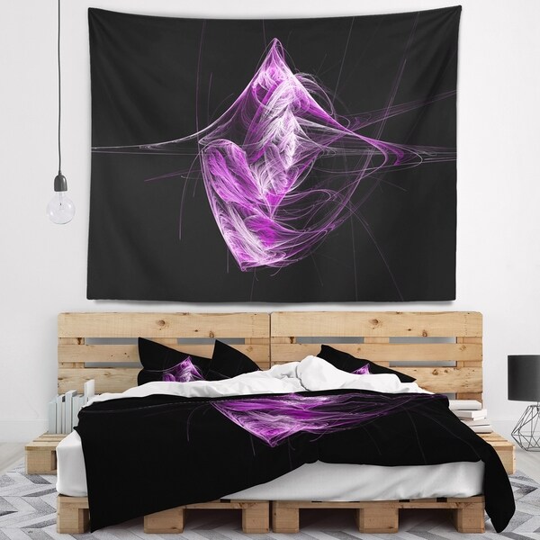 Designart 'Purple on Black Fractal Illustration' Abstract Wall Tapestry