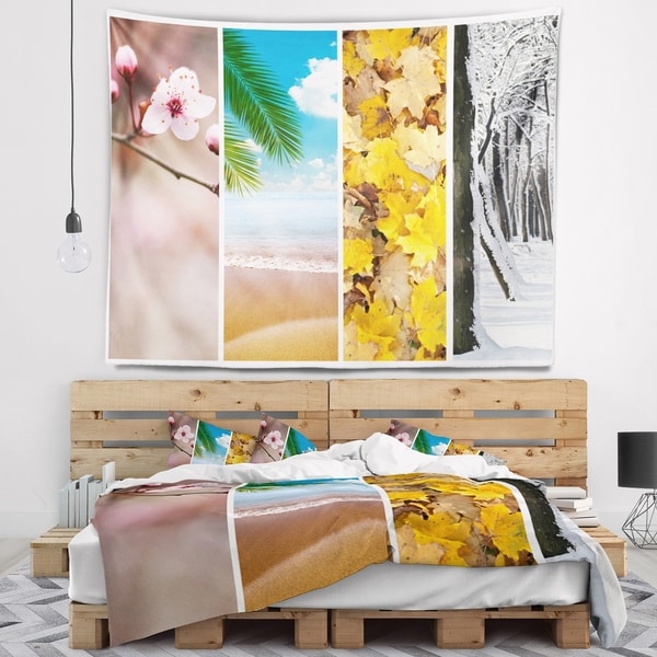 Designart 'Four Seasons World Collage' Landscape Wall Tapestry