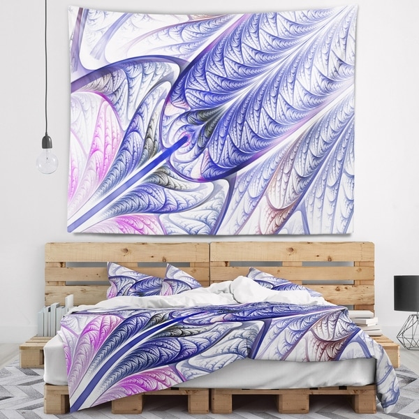 Designart 'Blue on White Fractal Stained Glass' Abstract Wall Tapestry