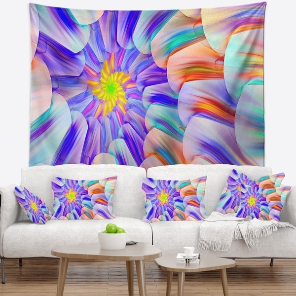 Designart 'Multi Colored Stain Glass with Spirals' Floral Wall Tapestry