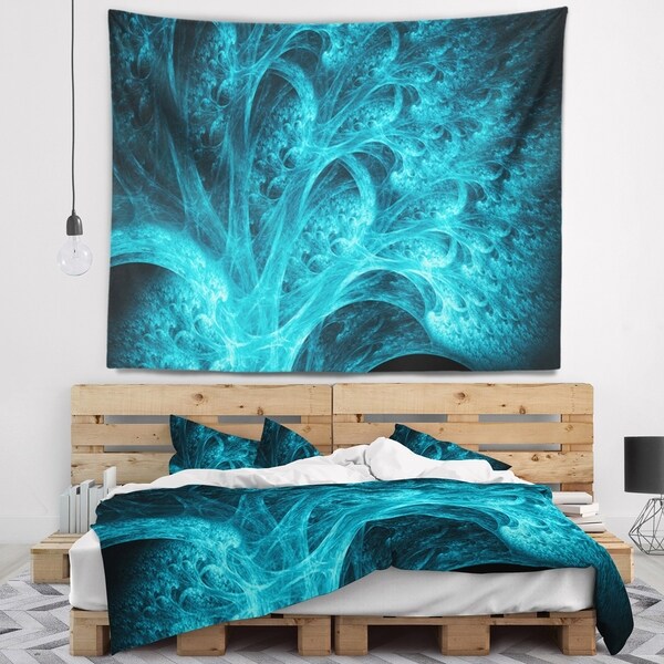 Designart 'Magical Blue Psychedelic Forest' Abstract Wall Tapestry