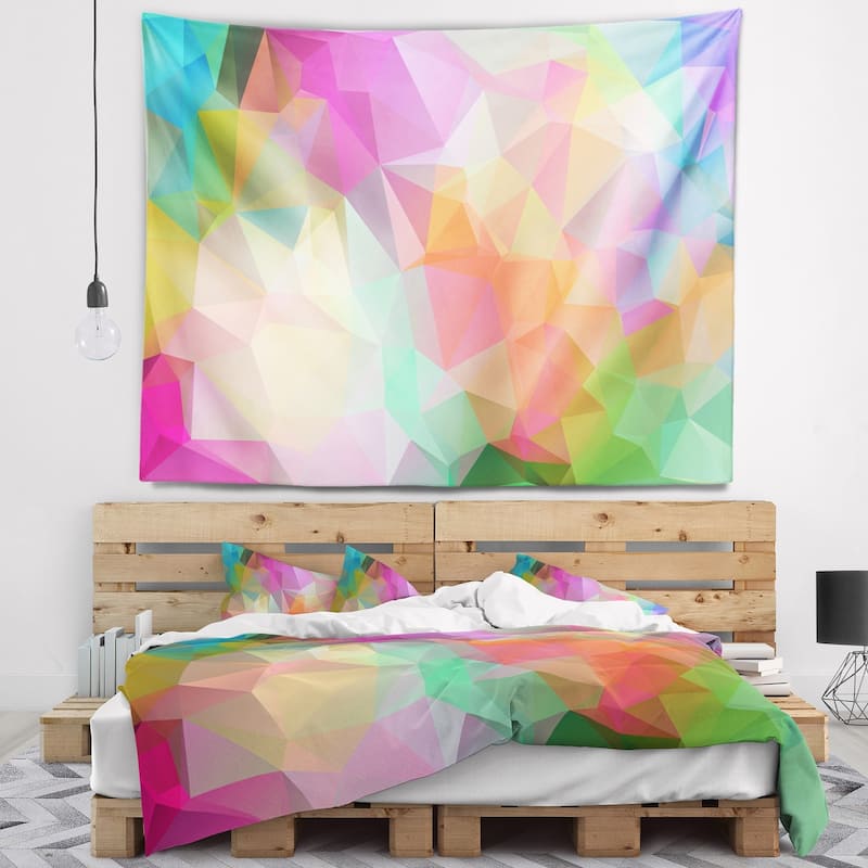 Designart 'Multi Color Polygonal Mosaic Pattern' Abstract Wall Tapestry - 60 in. x 50 in.