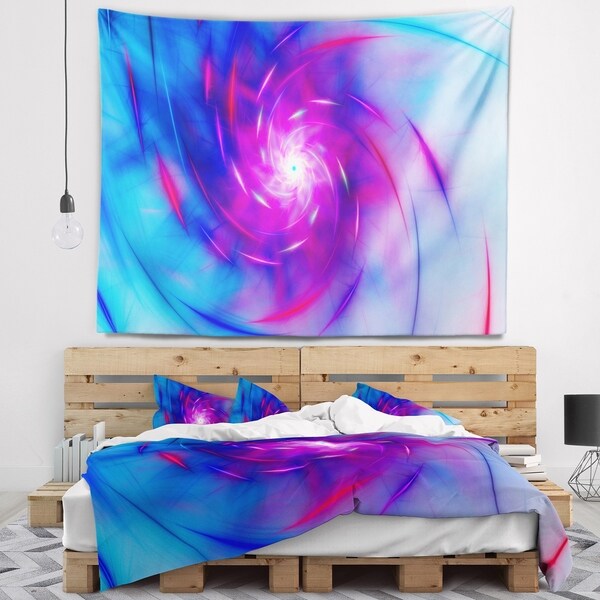Designart 'Turquoise Whirlpool Fractal Spirals' Abstract Wall Tapestry