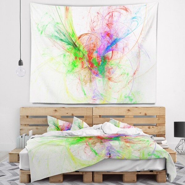 Designart Multi Color on White Fractal Design Abstract Wall