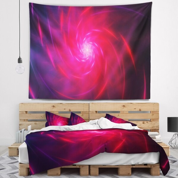 Designart 'Pink Whirlpool Fractal Spirals' Abstract Wall Tapestry