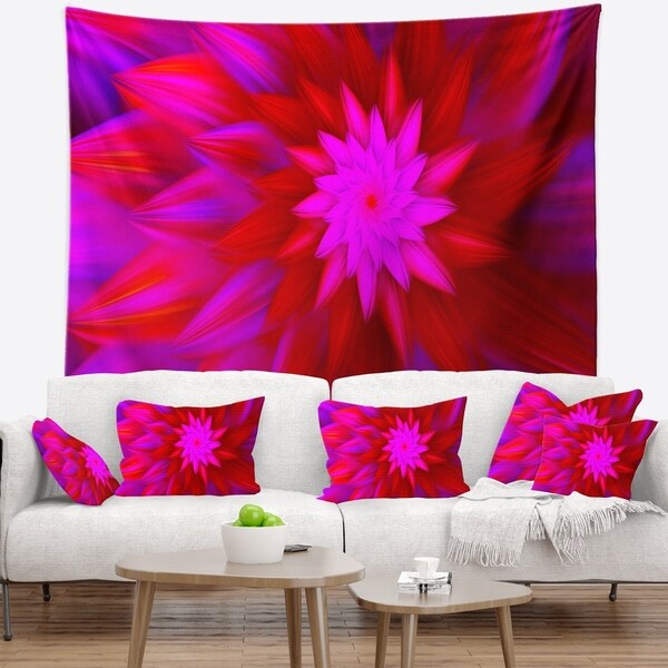 Designart 'Dance of Bright Spiral Pink Flower' Floral Wall Tapestry