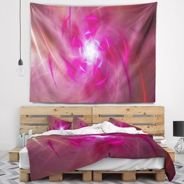 Designart 'Pink Fractal Whirlpool Design' Abstract Wall Tapestry