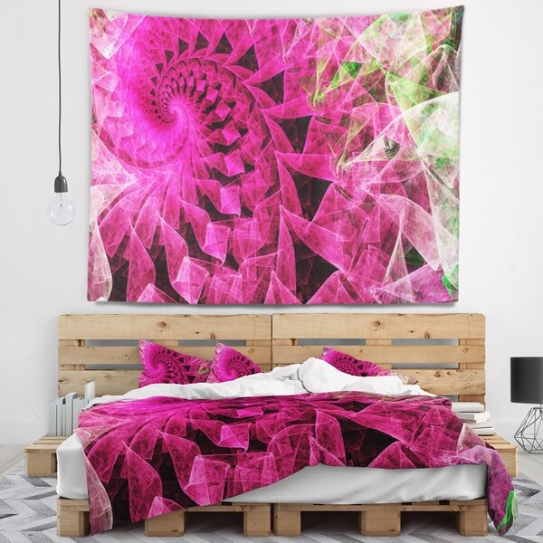 Designart 'Pink Spiral Kaleidoscope' Abstract Wall Tapestry