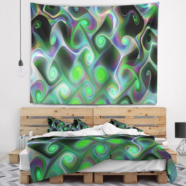 Designart 'Dark Green Fractal Swirls' Abstract Wall Tapestry