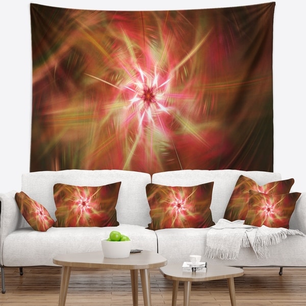 Designart 'Rotating Brown Bright Fireworks' Floral Wall Tapestry