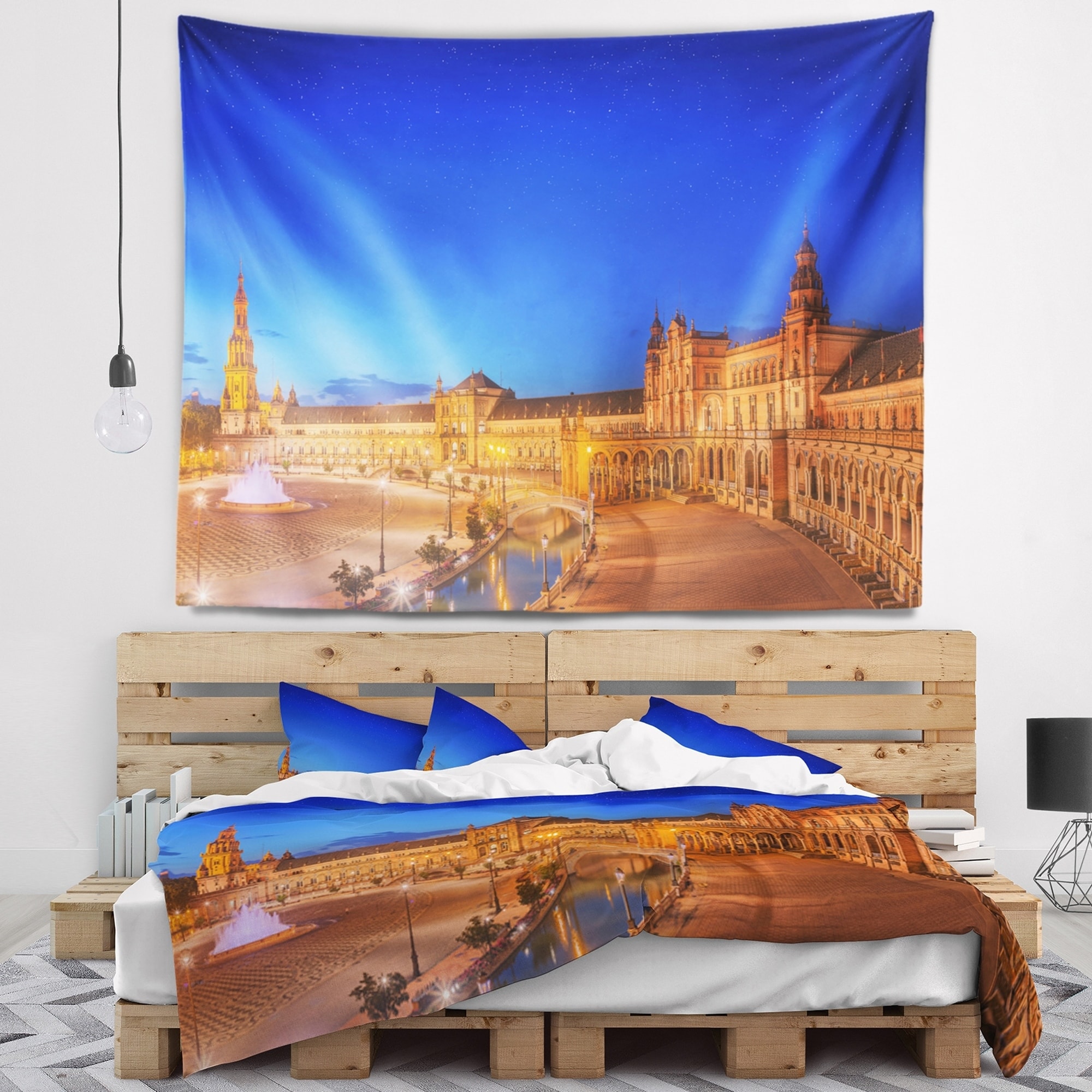 Designart 'View of Spain Square at Sunset' Cityscape Wall  Small