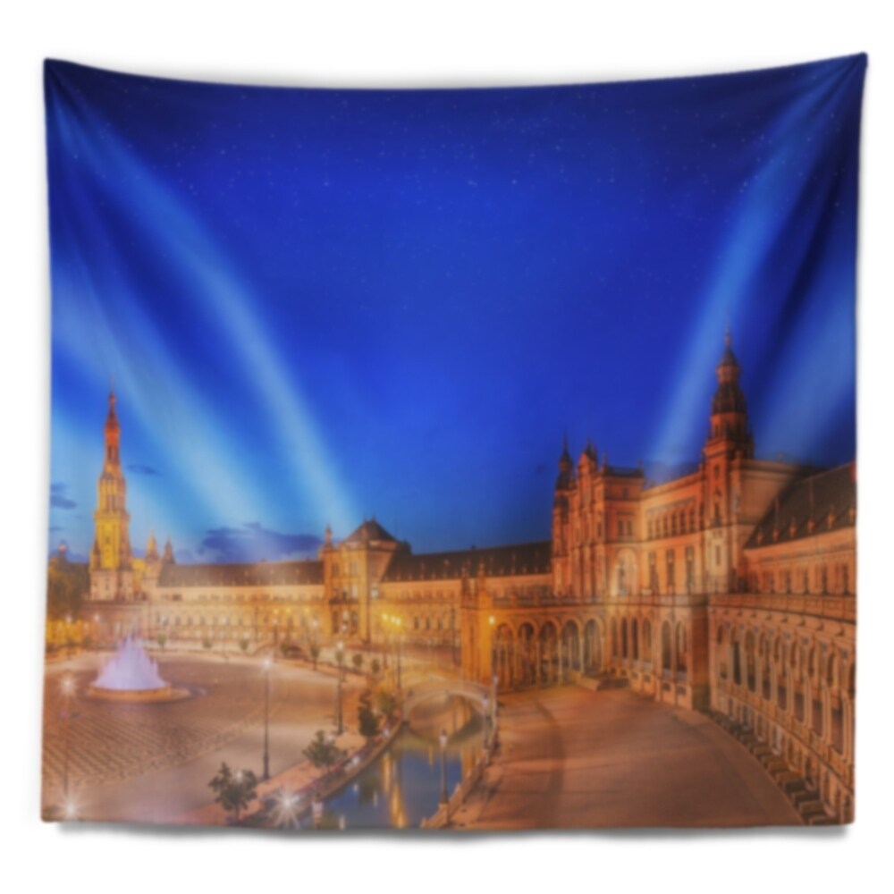 Designart 'View of Spain Square at Sunset' Cityscape Wall  Small