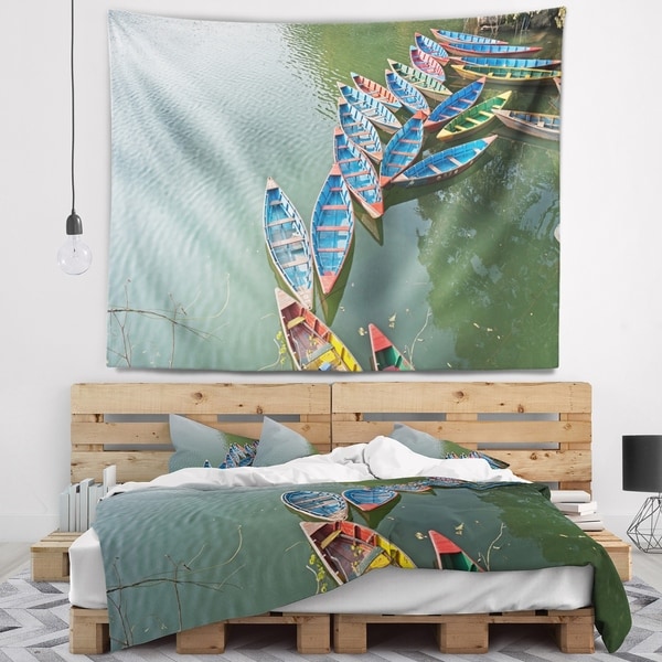 Designart 'Phewa Lake in Pokhara Nepal' Boat Wall Tapestry