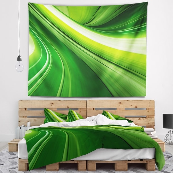 Designart 'Abstract Green Lines Background' Abstract Wall Tapestry