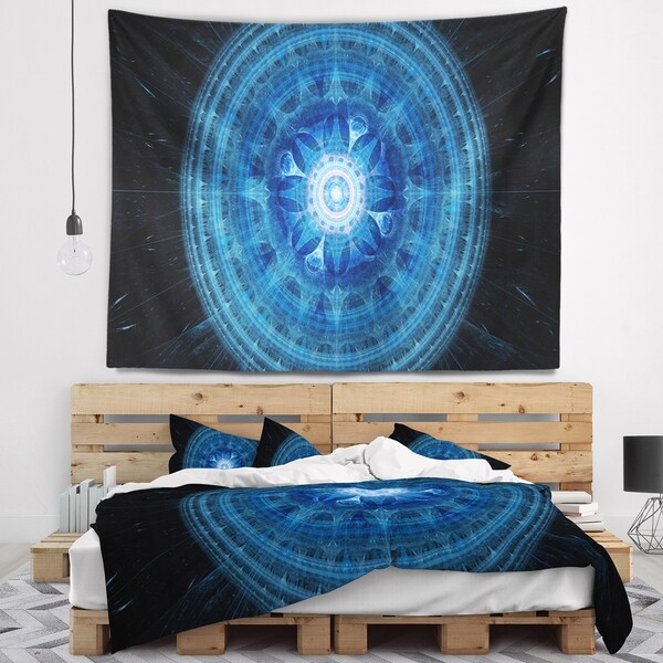 Designart 'Bright Blue Fractal Sphere' Abstract Wall Tapestry