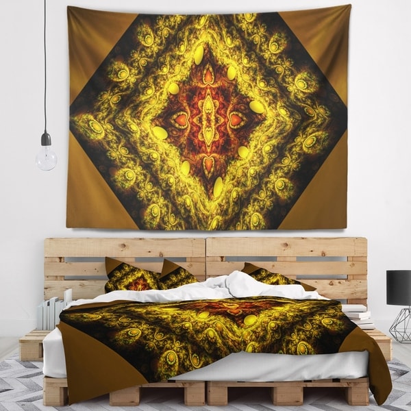 Designart 'Cabalistic Yellow Fractal Design' Abstract Wall Tapestry