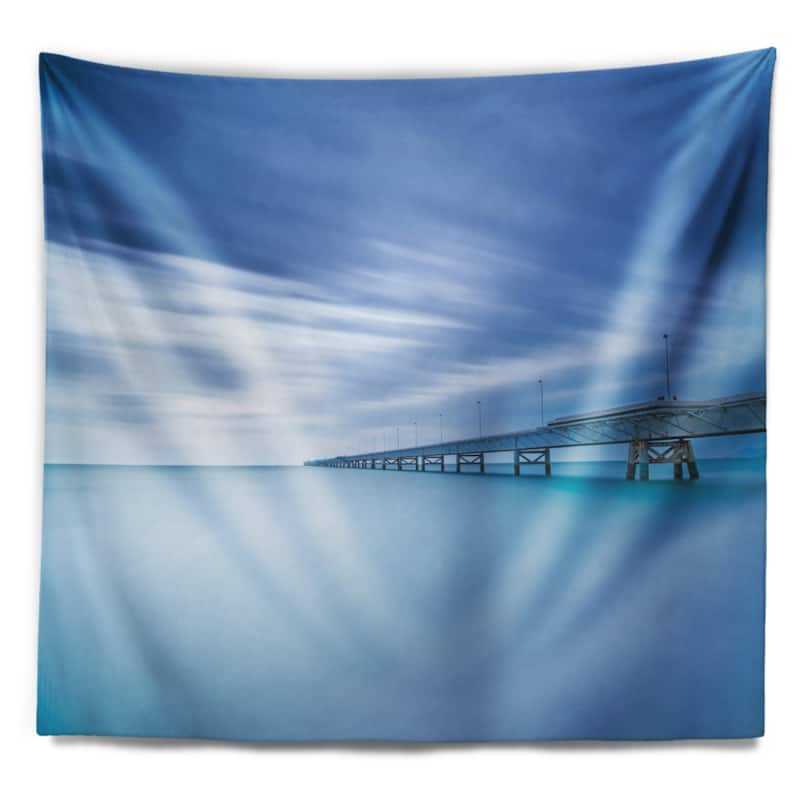 Designart 'Industrial Pier in the Sea' Seascape Wall Tapestry