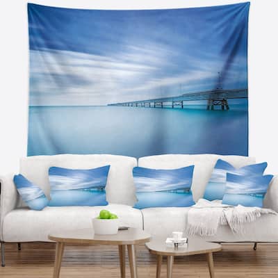 Designart 'Industrial Pier in the Sea' Seascape Wall Tapestry