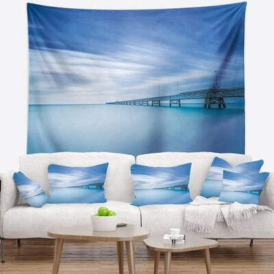 Designart 'Industrial Pier in the Sea' Seascape Wall Tapestry
