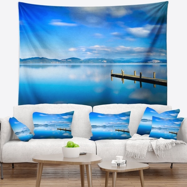 Designart 'Cloudy Sky Over Blue Sea' Seascape Wall Tapestry