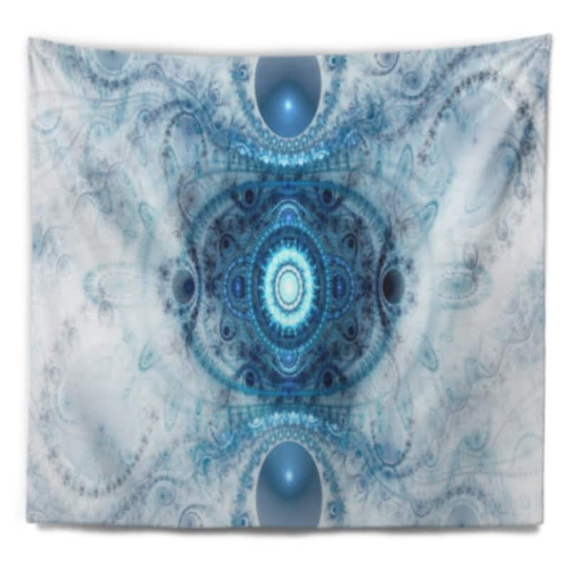 Designart 'Light Blue Fractal Pattern' Abstract Wall Tapestry