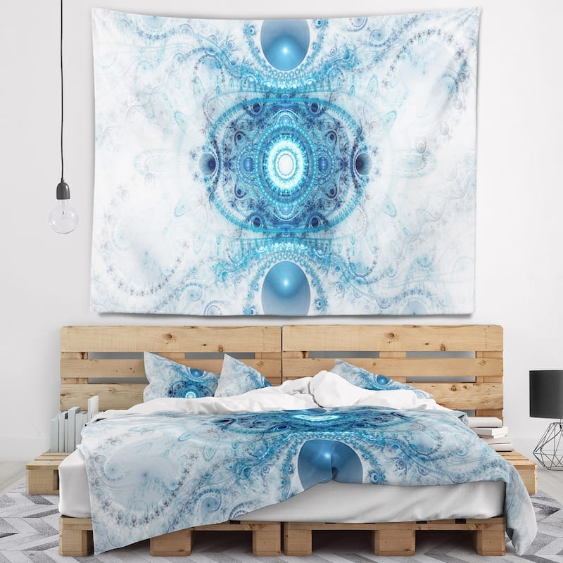 Designart 'Light Blue Fractal Pattern' Abstract Wall Tapestry