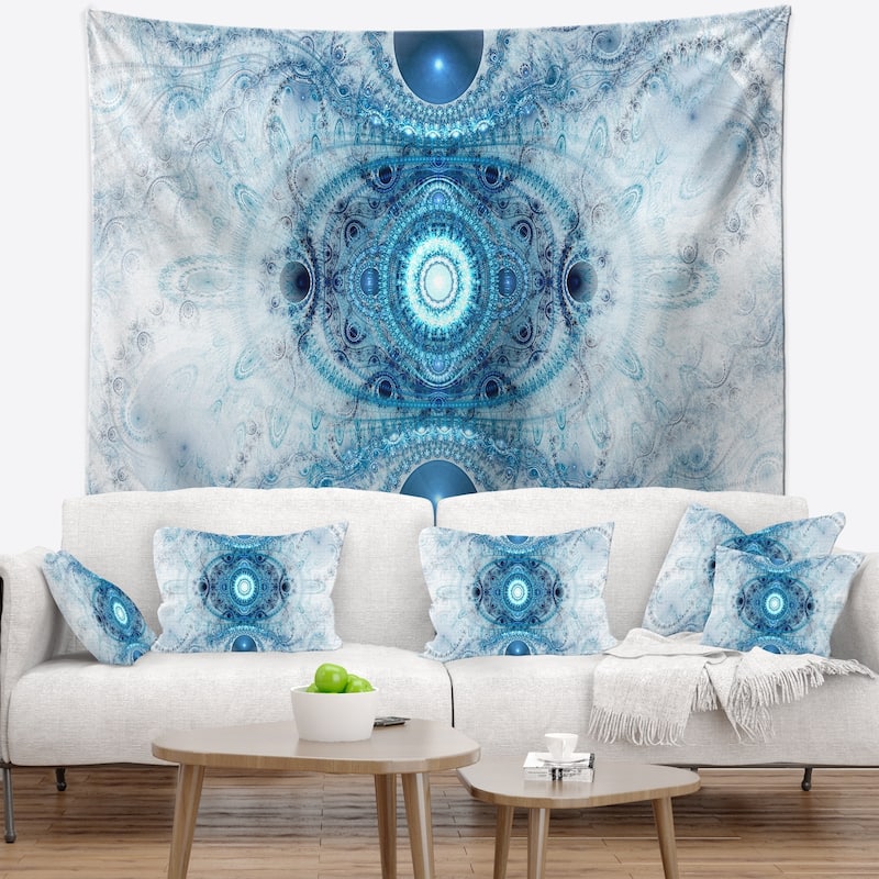 Designart 'Light Blue Fractal Pattern' Abstract Wall Tapestry