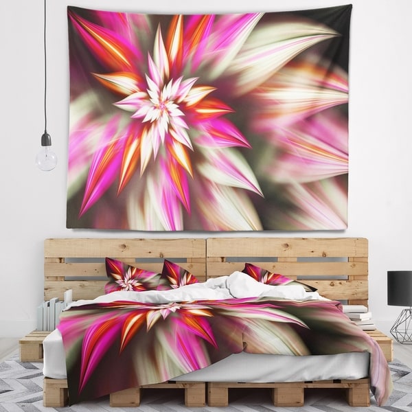 Designart 'Exotic Red Fractal Spiral Flower' Abstract Wall Tapestry