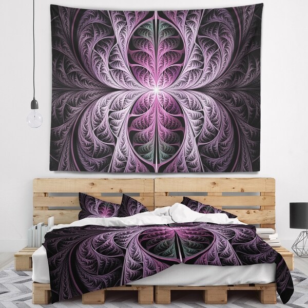 Designart 'Purple Glowing Fractal Stained Glass' Abstract Wall Tapestry