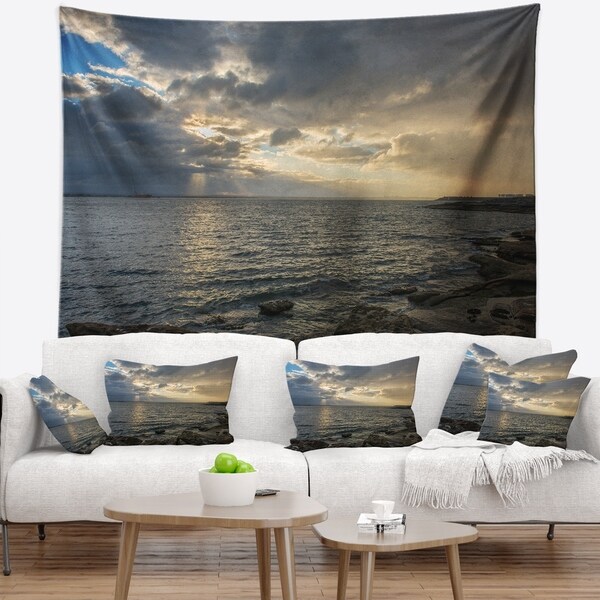 Designart 'Cloudy Australian Seashore in Sydney' Seashore Wall Tapestry