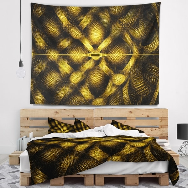 Designart 'Golden Fractal Watercolor Pattern' Abstract Wall Tapestry