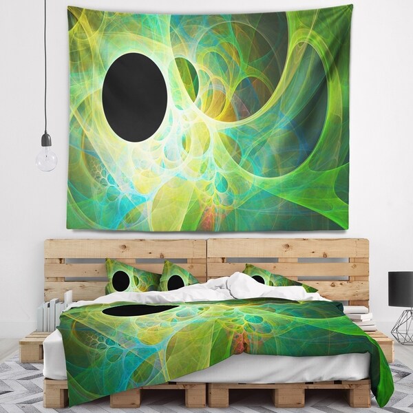 Designart 'Green Fractal Angel Wings' Abstract Wall Tapestry