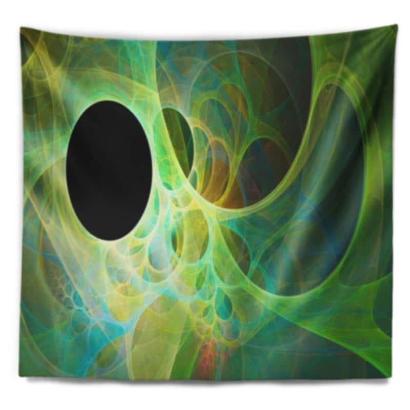 Designart 'Green Fractal Angel Wings' Abstract Wall Tapestry - Bed Bath ...