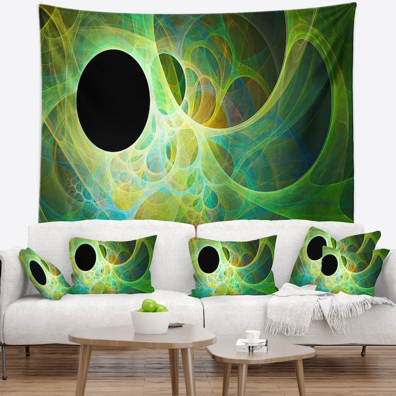 Designart 'Green Fractal Angel Wings' Abstract Wall Tapestry - Bed Bath ...