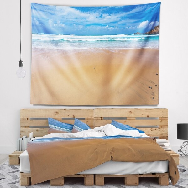 Designart 'Peaceful Atlantic Seashore Portugal' Beach Photo Wall Tapestry