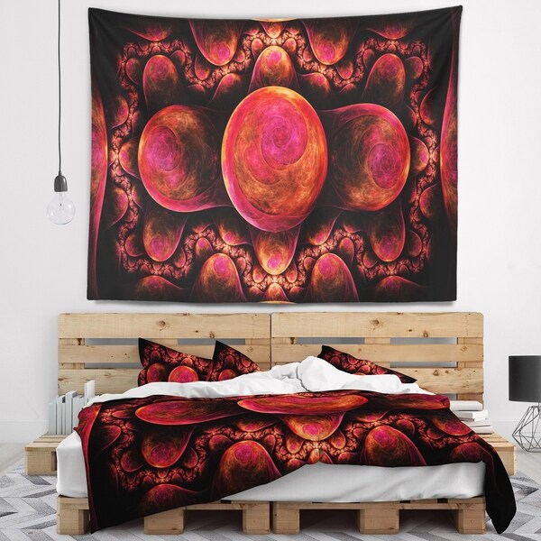 Designart 'Red Exotic Fractal Pattern' Abstract Wall Tapestry