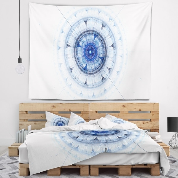 Designart 'Cabalistic Blue Fractal Sphere' Abstract Wall Tapestry