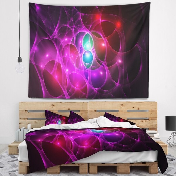 Designart 'Pink Glowing Bubbles Time' Abstract Wall Tapestry
