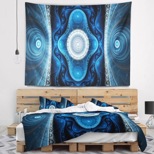 Designart 'Cabalistic Blue Fractal Design' Abstract Wall Tapestry