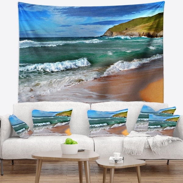 Designart 'Blue Sea with Warm Waves' Seascape Wall Tapestry