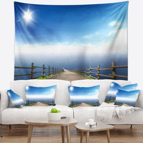 Designart 'Endless Pier into Blue Sea' Seascape Photography Wall Tapestry