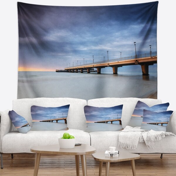 Designart 'Long Concrete Pier into Sea' Sea Bridge Wall Tapestry
