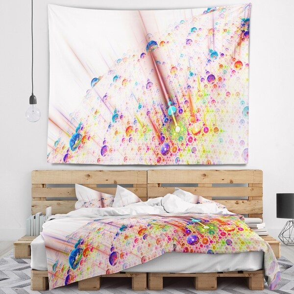 Designart 'Red Blue Solar Bubbles Planet' Abstract Wall Tapestry