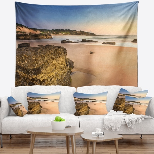 Designart 'Beautiful Rocky Seashore at Norah Head' Seashore Wall Tapestry