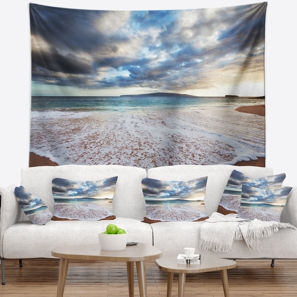 Designart 'Deep Seashore with Clouds and Waves' Seascape Wall Tapestry