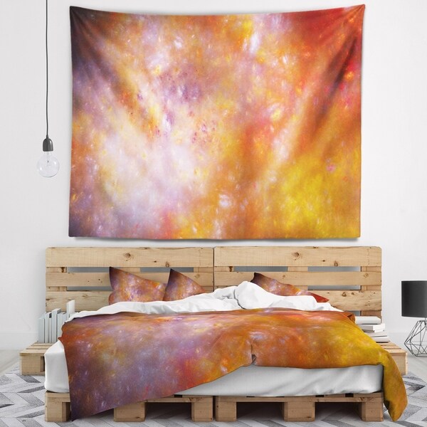 Designart 'Yellow Starry Fractal Sky' Abstract Wall Tapestry