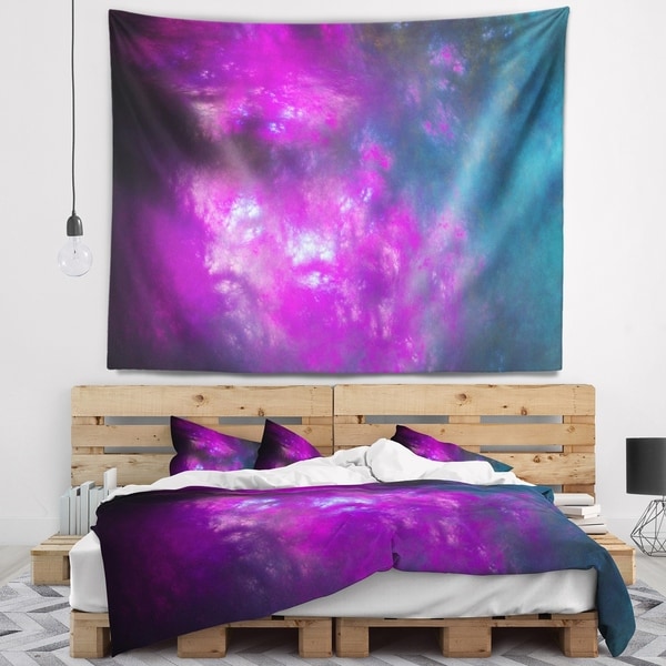 Designart 'Purple Blue Starry Fractal Sky' Abstract Wall Tapestry