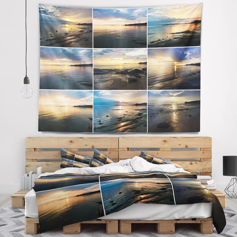 Designart 'Sea Sunset Collage' Landscape Wall Tapestry - Bed Bath ...